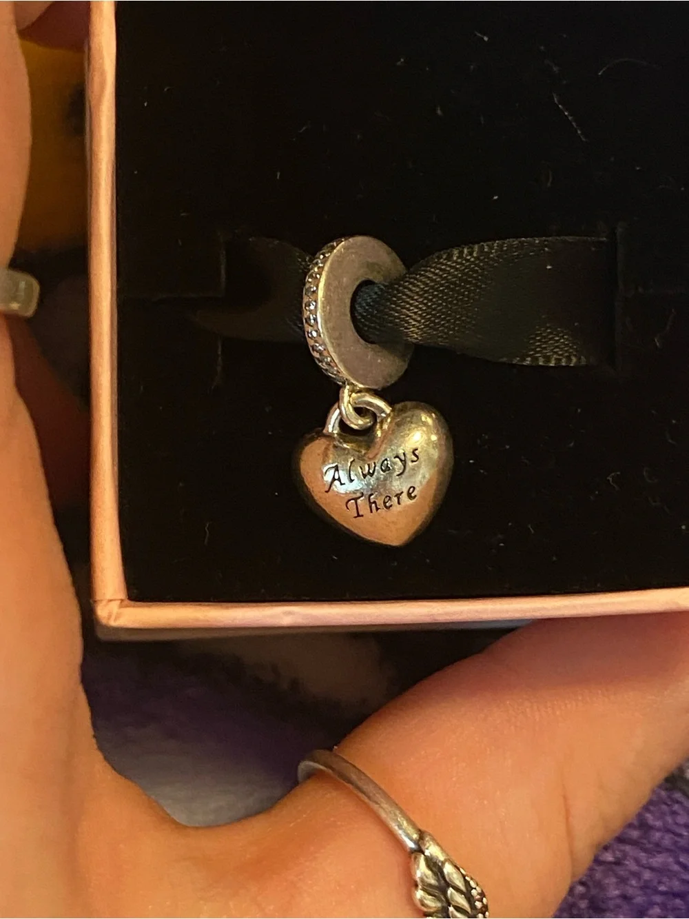 Pandora Silver Heart 'Best Friends' Charm with Pink Enamel